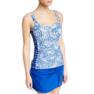 Profile by Gottex MULTI Diamond Batik Underwire Tankini Top, US 36D, UK 14D